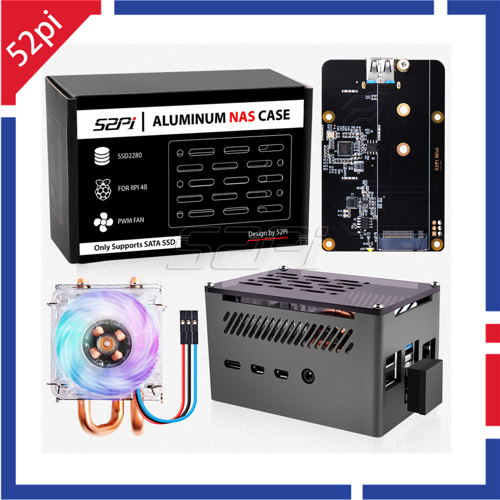 Argon One V3 M.2 Nvme Case - 52Pi Nhôm Gạch Ốp Lưng Đen